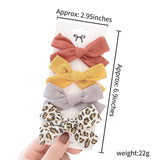 4Pcs/Set New Leopard Printed Bowknot Hairpins For Cute Girls Handmade Safety Hair Clips Boutique Barrettes Kids Hair Accessories