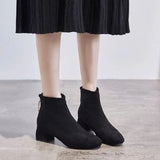 kamames kamames Autumn Winter New Frosted Thick Heel Skinny Ankle Boots Women's Shoes