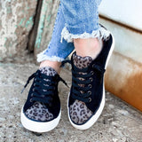 Women Flats Shoes Ladies Sneakers Leopard Lace Up Plus Size PU Casual Sneakers 2021 Fashion Vulcanized Shoes Walking Footwear