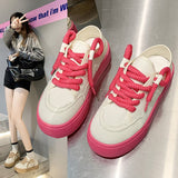 kamames kamames 2023 New Casual Single Shoes Girls Small Fashion Small White Shoes Round Head Belt Matching Color Wear Canvas Shoes