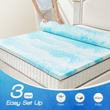 3-Inch Thick Gel Infused Memory Foam Mattress Topper - Ultimate Cooling Comfort Bed Pad with Premium Breathable Design, CertiPUR-US Certified, Pressure Relieving Support, and Soft Blue Color