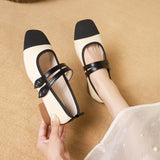 kamames kamames Single Shoes Women 2024 Spring Autumn New Korean Version Of Fashion Square Head Thick With Shallow Words Buckle Bean Shoes