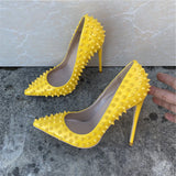 kamames design yellow 8cm 10cm 12cm heels party shoe work sexy wedding plus size pointed toe daily wear lady pumps MD042 ROVICIYA