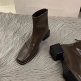 kamames kamames Heel Square Head Thin Boots Ankle Boots Women's Shoes 2024 New Autumn And Winter Korean Small Ankle Boots Martin Boots
