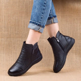 New 2022 Autumn Fashion Women Genuine Leather Boots Handmade Vintage Flat Ankle Botines Shoes Woman Winter botas