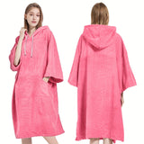 1pc Soft & Absorbent Microfiber Beach Wrap Towel - Long Sleeve Wearable Hooded Robe with Pocket, Quick-Dry Changing Robe for Swimming, Water Park, Beach, Sauna, Spa, and Outdoor Activities - Perfect for Women