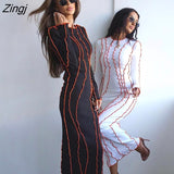 kamames Women Fashion Spring Autumn Patchwork Round Neck Long Sleeve Dress Spring Autumn Party Short/Long Bodycon Dress