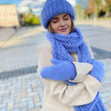 kamames Women Knit Hat Scarf Gloves Sets Soft Warm Winter Solid Color Fashion Accessories for Cold Weather