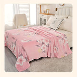 1pc Cozy Pink Floral Flannel Blanket - Soft, Comfortable, Skin-Friendly, Multi-Functional for Office, Camping, Travel, Home Decoration - Perfect Holiday Gift for Family and Friends