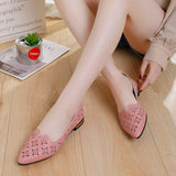 kamames kamames Summer New Korean Version Fashion Pointed Single Shoes Women's Flat Engraved Hollow Hole Shoes Trend Low Heel Bean Shoes