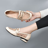 kamames kamames Head Net Single Shoes Women's 2024 Spring New Metal Buckle Flat-Soled Love Shoes With One Foot In Cow Lacquer Leather