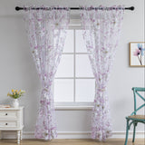 1pc Elegant Sheer Curtains - Classical Floral Printed, Light-Filtering Drapes for Living Room and Bedroom - Soft Purple, Breathable, and Energy-Efficient