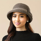 Women's New Year-Ready Houndstooth Knit Bucket Hat - Warm, Comfortable, & Moisture-Wicking with Ear Protection