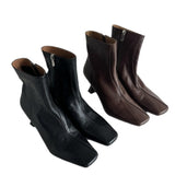kamames kamames Soft Korean Leather High Heel Ankle Boots Women's Thin Heel Women's Shoes Side Zipper Is Comfortable