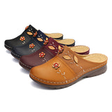 kamames Women's Shoes Are Specially Designed For Large-Size Baotou Women's Sandals, Flower Flat-Soled Women's Sandals.