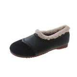 kamames kamames Velvet Bean Shoes Women 2023 Winter New Vintage Women's Shoes Round Head Soft Sole Soft Leather One Foot Pedal Warm Cotton Shoes Women