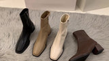 kamames High-Heeled Square Head Thin French Short Boots Women's Shoes 2024 New Spring And Autumn Single Boots Brown Martin Boots