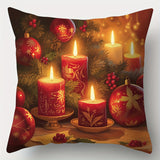 4-Pack Festive Christmas Pillows - Vibrant Holiday Decorations with Tree, Candles, and More - Soft, Contemporary Style, Hand Washable, Printed Design, Zipper Closure, 17.72 x 17.72 inches for Living Room, Bed, and Bedroom