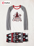 PatPat Christmas Family Matching Tree & Snowflake Graphic and Letters Print Grey Crew Neck Round Neck Long*Sleeve Sets (Flame Resistant) For Spring & Autumn/Fall & Winter Outdoors