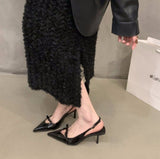 kamames kamames Black Temperament High-Heeled Sandal Fairy Shoes 2024 New Spring And Summer French With Skirt Single Shoes