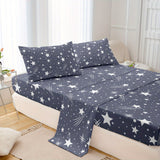 4-Piece Meteor Print Bedding Set - Soft, Breathable Comfort for Bedroom, Guest Room, Hotel - Includes Fitted & Flat Sheets, 2 Pillowcases