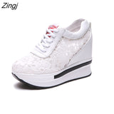 kamames Summer New Lace Breathable Sneakers Women Shoes Comfortable Casual Woman Platform Wedge Shoes