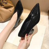 kamames V-neck Patent-leather Single Women Shoes High Heels Spring Versatile Retro Chunky Single Shoes Zapatos De Mujer Black