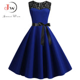 Zingj Elegant Party Dress Women Summer Lace Vintage Dress Vestidos 50s 60s Rockabilly Swing Dress Casual Midi Dresses