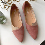 kamames Leather Shoes Splice Color Shoe Ballerina Slip On Shoes Women Flats 2023 Fashion Pointed Toe Ballet Footwear buty damskie