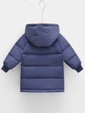 Boys Casual Thick Warm Mid-length Hooded Jacket, Zip Up Coat, Boy's Clothes For Winter Outdoor, As Gift