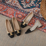 kamames kamames Fragrant Wind Thick Heel Single Shoes Female 2024 Spring And Autumn New Temperament Commuter Wind Spell Color Shallow French High Heels