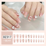 kamames kamames Ins Wind Short Wear Armor Pink Ballet Shoes French Nail Nail Love Glass Big Drill Nail Patch