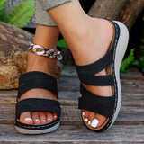 kamames Mouth Hollowed-Out Thick-Soled Women's Shoes 2024 Summer New Comfortable Non-Skid Mother's Shoes Slope Heel Belt Slippers