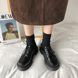 kamames Style Small Black Leather Shoes Spring 2024 New Vintage Single Shoes Flat-Soled Jk Student Muffin Shoes