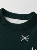 Boy's Christmas Elk Pattern Knitted Sweater, Casual Slightly Stretch Breathable Pullover Top For Outdoor