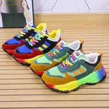 kamames Size Casual Single Shoes Rainbow Sole Fashion Tie Fly Weave Breathable Leisure Sports Spot Single Shoes Girls