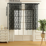 1pc Exquisite Black Lace Curtain - Luxurious Rod Pocket Window Treatment for Bedroom, Office, Kitchen, Living Room, and Study - Elevate Your Home's Ambiance with Style, Comfort, and Privacy