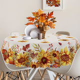 Vibrant Autumn Harvest Sunflower Tablecloth - Tablecloths with Rustic Farmhouse Style, Machine Woven Polyester Rectangle Table Cover for Kitchen Dining, Picnics, and Holiday Decorations - Perfect for Thanksgiving and Seasonal Home Decor