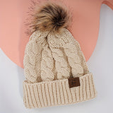 Winter Warmth Pom Beanie - Soft, Lightweight, Elastic, Cuffed Knit Hat with Skull Cap Design - Perfect for Women in Autumn and Winter Season