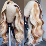 Highlight Wig Human Hair Body Wave Lace Frontal Wigs Colored 13x4 Lace Frontal Wig P4/27 Ombre Honey Blonde Lace Front Wig Synthetic