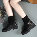 kamames Flat-Soled Short Boots Women's Thick-Soled Rice White Martin Boots With Plush Thread British Style Fashion Brand Women's Cotton Shoes