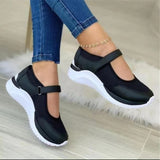 kamames kamames New Casual Single Shoes Women's Thick Soles Flying Weave Breathable Velcro Leisure Mesh Large Size Women's Shoes