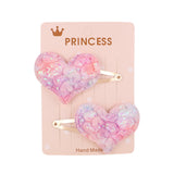 2Pcs/set Glitter Cartoon Cartoon Love Heart Crown Hair Clips For Girls Handmade Hairpins Boutique Barrette Kids Hair Accessories