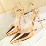 BIGTREE Shoes Fashion High Heels Shoes Patent Leather Woman Pumps Sexy Women Heels Blue Sliver Stiletto Heels Women Sandals 2021