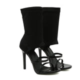 kamames Women's Shoes Summer Women's High-Heeled Sandals 2024 Summer New Elastic Cloth Slippers With Open Toes And High Heels