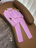 Autumn White / Black Purple Two Piece Pants Sets Long Sleeve Notched-Lapel Double-Breasted Blazers Top & Camisole & Long Pants Suits Set Three Pieces SuitsD3L01