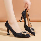 kamames kamames Spring Autumn New Korean Fashion High Heels Pointed Thick Heel Shallow Foot Pedal Casual Single Shoes Women