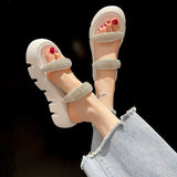 kamames Wedge Sandals Woman Summer 2022 Chunky Platform Women Leather Slippers Thick Sole Gladiator Shoes for Women Flip Flops