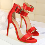 BIGTREE Shoes Sexy High Heels Metal Buckle Women Shoes 11 Cm Women Heels Party Shoes Stiletto Heels Fish Mouth Women Sandals