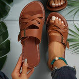 kamames Summer New Women's Sandals Slippers Flat-Soled Roman Lace-Up Sandals Non-Slip Rubber Soles Fashion Women's Shoes